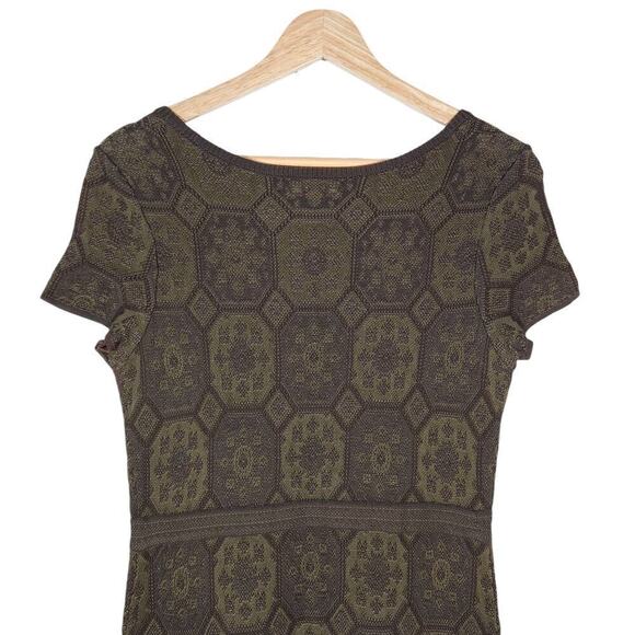 Peruvian Connection Womens Sheath Dress Small Olive Green Knit Short Sleeve Mini - Picture 5 of 12